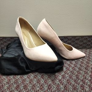 Light pink suede 3 inch pumps
